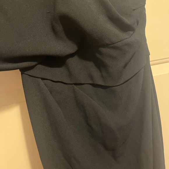 Max Mara Pianoforte Dress Gown Black One Shoulder Draped Sleeve US12 Full Length - Picture 9 of 10